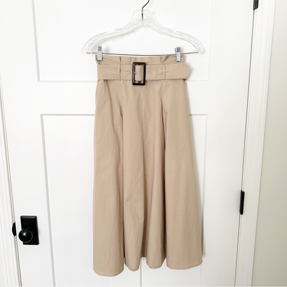 Banana Republic Factory paper bag belted midi skirt size XXS tall organic cotton